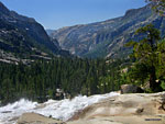 The deep valley west below LeConte from the top of the falls