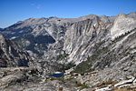 A last look back at Hamilton Lk. and Valhalla before the trail climbs around the mountain