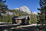 On day 3, the Big Arroyo cabin below Lippincott Mtn., where the Black Rock Pass trail splits from the HST, turning west and climbing 1200' to the Little Five Lakes.