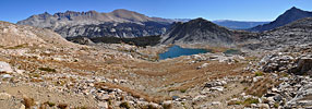 Looking back east and south from the Black Rock Pass trail over the Little Five Lakes plateau, and across the Big Arroyo to the Kaweahs