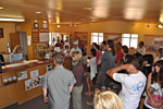 The Paria Ranger Station at 9:00am, where each day an anxious crowd gathers for a chance at the 10 coveted walk-in permits to The Wave.