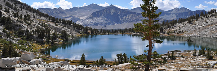 Unnamed lake south of Cartridge Pass, Kings Canyon National Park, California