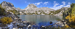 Fresh snow morning on Fifth Lk., Big Pine Lakes basin, John Muir Wilderness, California